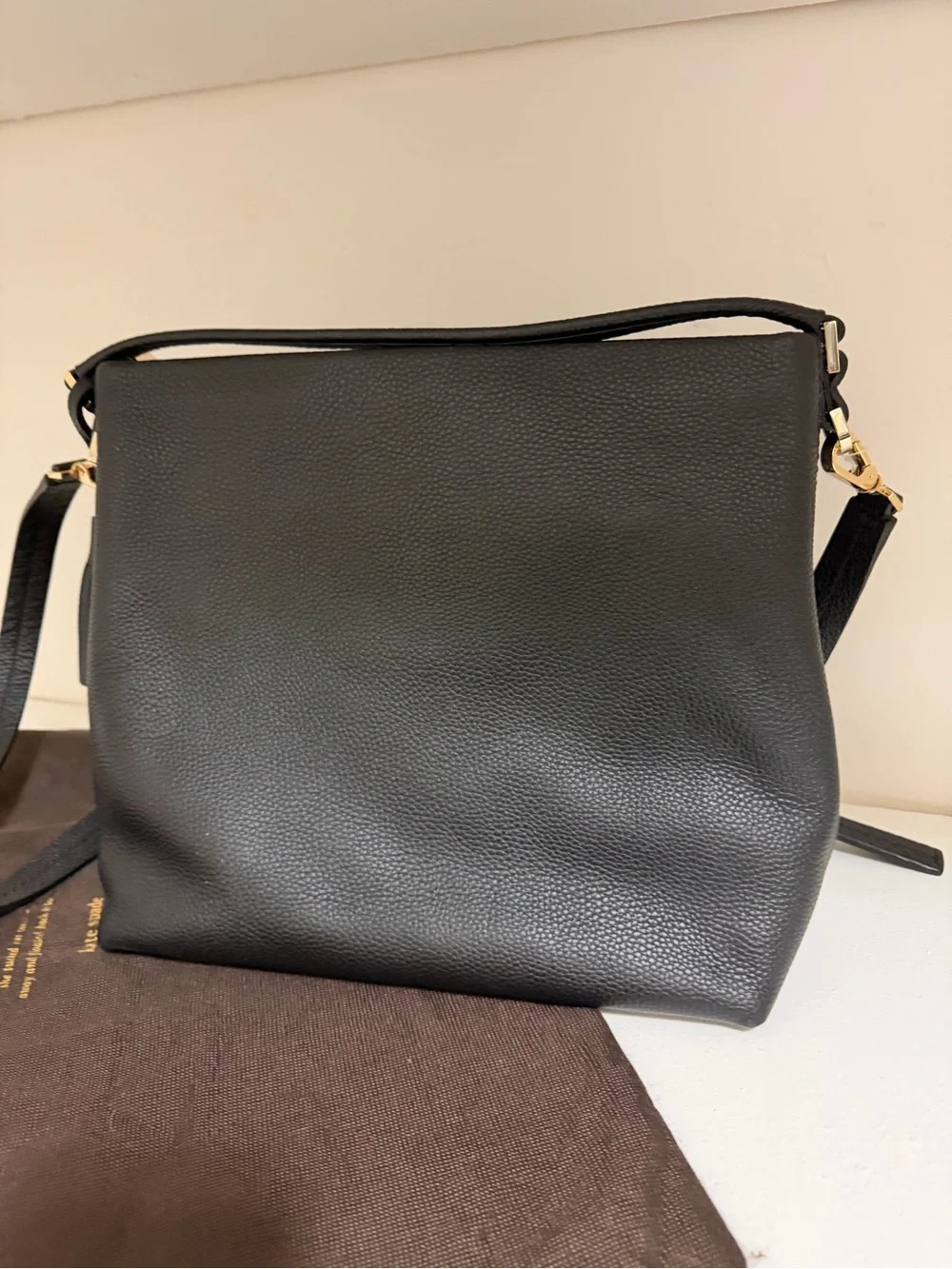 kate spade Black Pebbled Leather Crossbody with Tassel